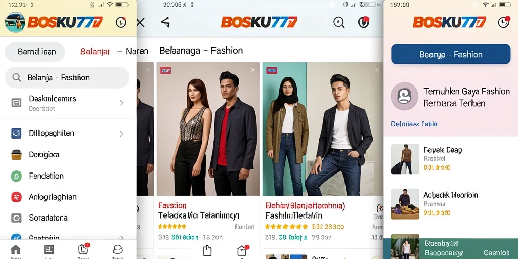 Tampilan antarmuka aplikasi BOSKU777 yang modern dan stylish.