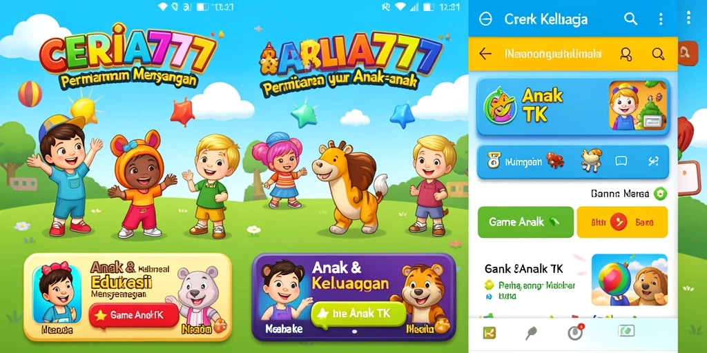Tampilan antarmuka interaktif CERIA777 untuk anak-anak yang menyenangkan.