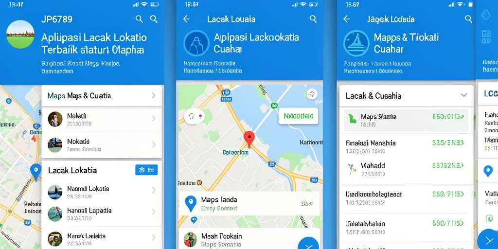 Antarmuka aplikasi JP6789 yang menampilkan fitur Lacak Lokasi dengan jelas.