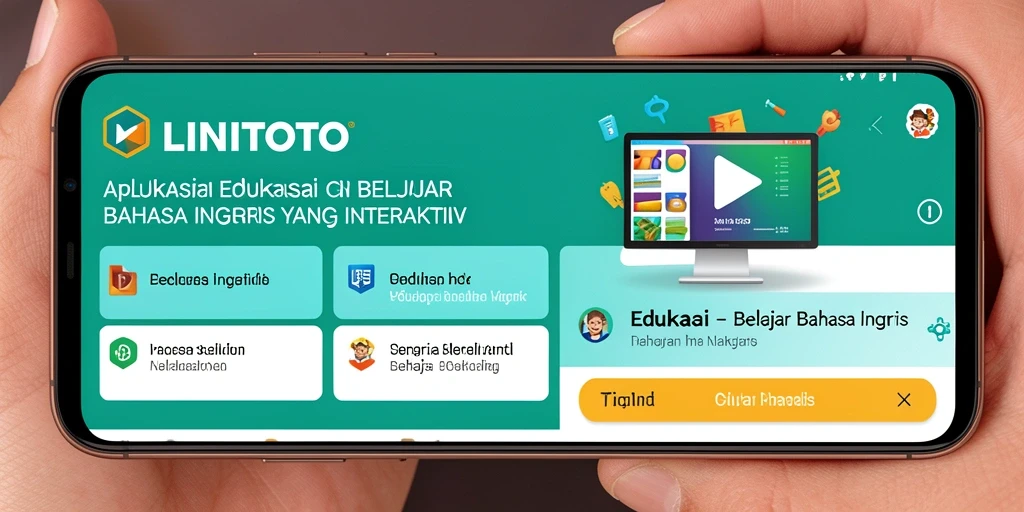 Tampilan antarmuka LINITOTO untuk belajar Bahasa Inggris yang interaktif.