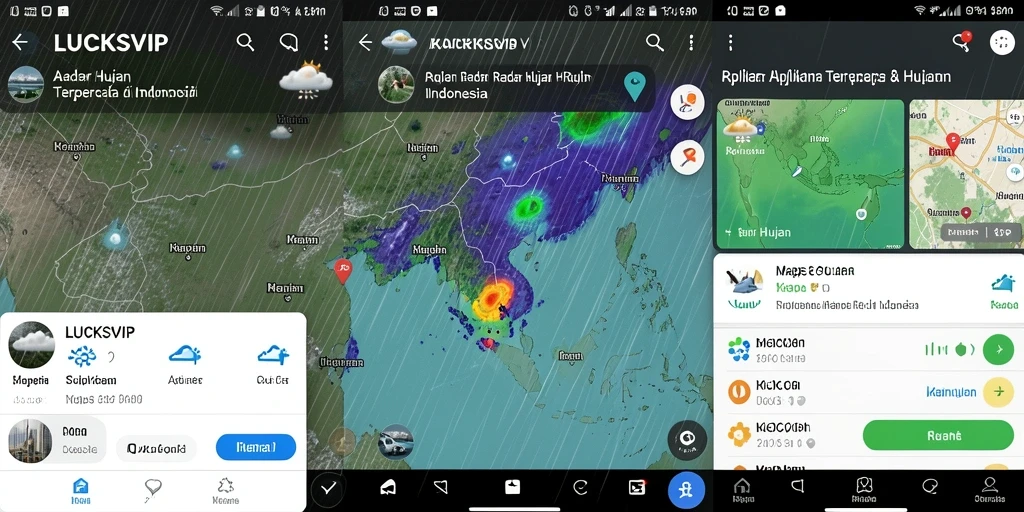 Antarmuka pengguna aplikasi Radar Hujan LUCKSVIP yang informatif.