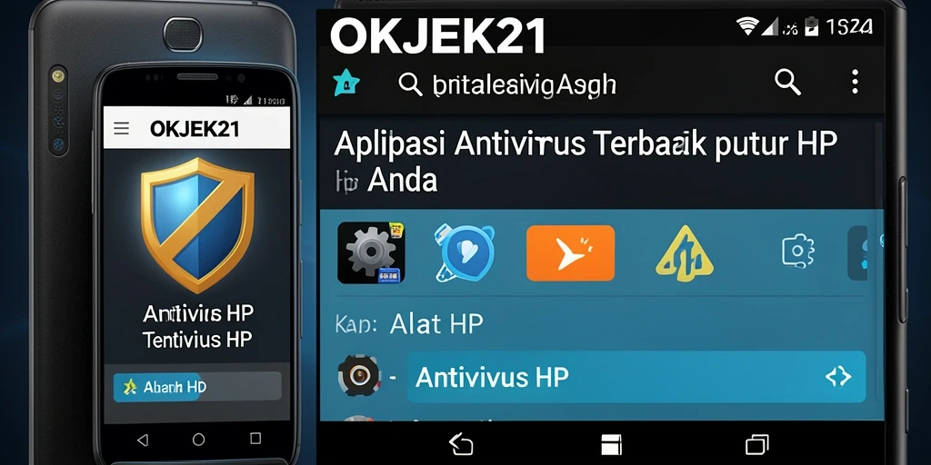Antarmuka utama OKJEK21 menunjukkan fitur keamanan aplikasi.