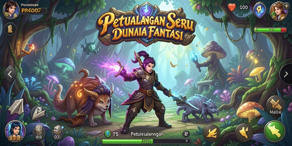 Tampilan antarmuka seru dari game Petualangan PRG007.
