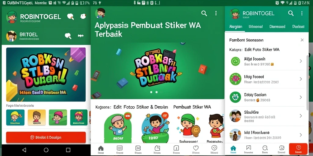 Screenshot antarmuka pembuat stiker yang menarik dari ROBINTOGEL.