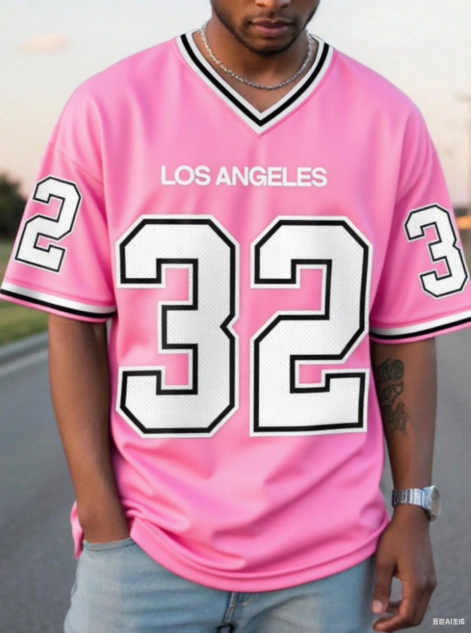 2025 Men Los Angeles NO.32 Print V-Neck Short Sleeve T-Shirt Summer Graphic Tee Baseball Jerseys Plus Size Women's Sport T-Shirt