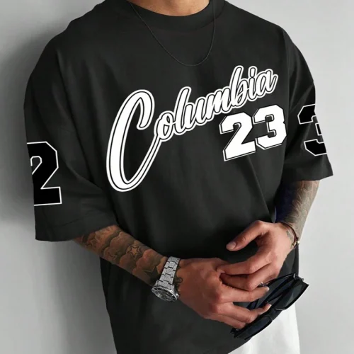 American Jersey Baseball Print Pattern Men's Top Widened Oversized Short Sleeve 23 Pattern Design T-shirt Outdoor Sports Style
