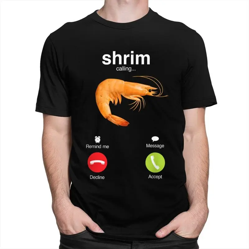 Shrim Is Calling T Shirt Men Short-Sleeve Funny Shrimp Meme T-shirt Streetwear Tee Tops For Husband Boyfriend Slim Fit Tshirt - Image 2