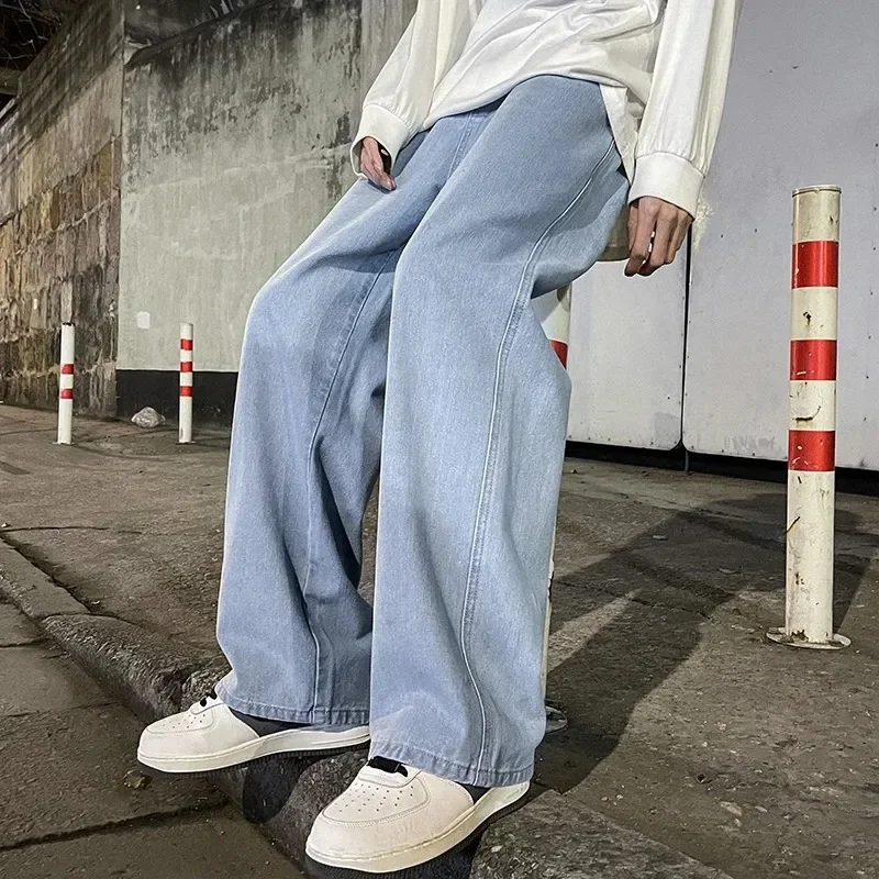 Men's Vintage Baggy Denim Trousers 2025 New Streetwear Wide Leg Loose Denim Pants Fashion Distressed Straight Pants - Image 3
